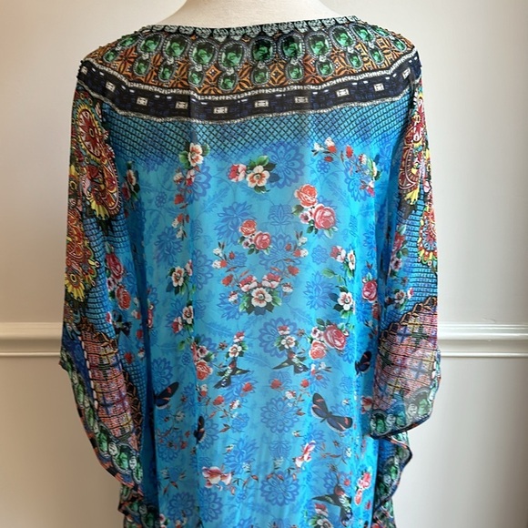 Sakkas P4 - Long Caftan Printed Design Long Semi Sheer Dress Cover Up - Picture 7 of 7